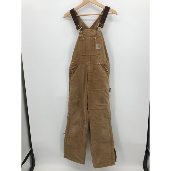 Carhartt Other - Vintage Carhartt Union USA Overalls Lined Duck Bib Double Knee R02 BRN Sz 30x30